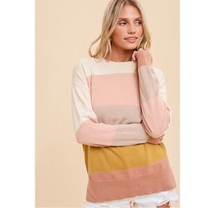 Hem & Thread - "The Liv" Color Block Crew Neck Sweater